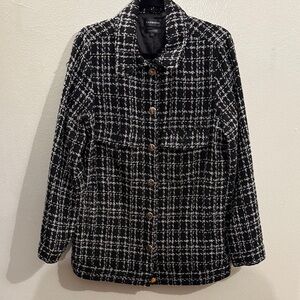 Carbon38 Black & White Tweed Button-Front jacket